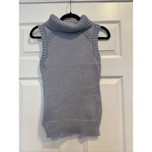 Vintage Y2K Women's Balboa Light Blue Sleeveless Turtleneck Knit Sweater S